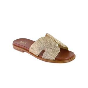 Mia Dia Soft Gold Slip on Sandal 8.5 Raffia Material